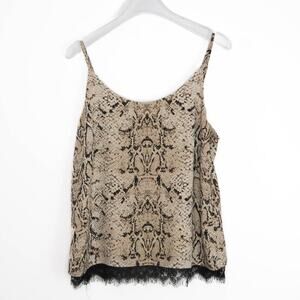 Rachel Zoe Snake Pattern Python Print Lace Trim Spaghetti Strap Tank Top Small